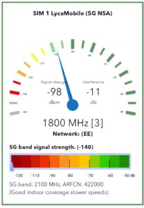 5G NSA display in SignalTracker